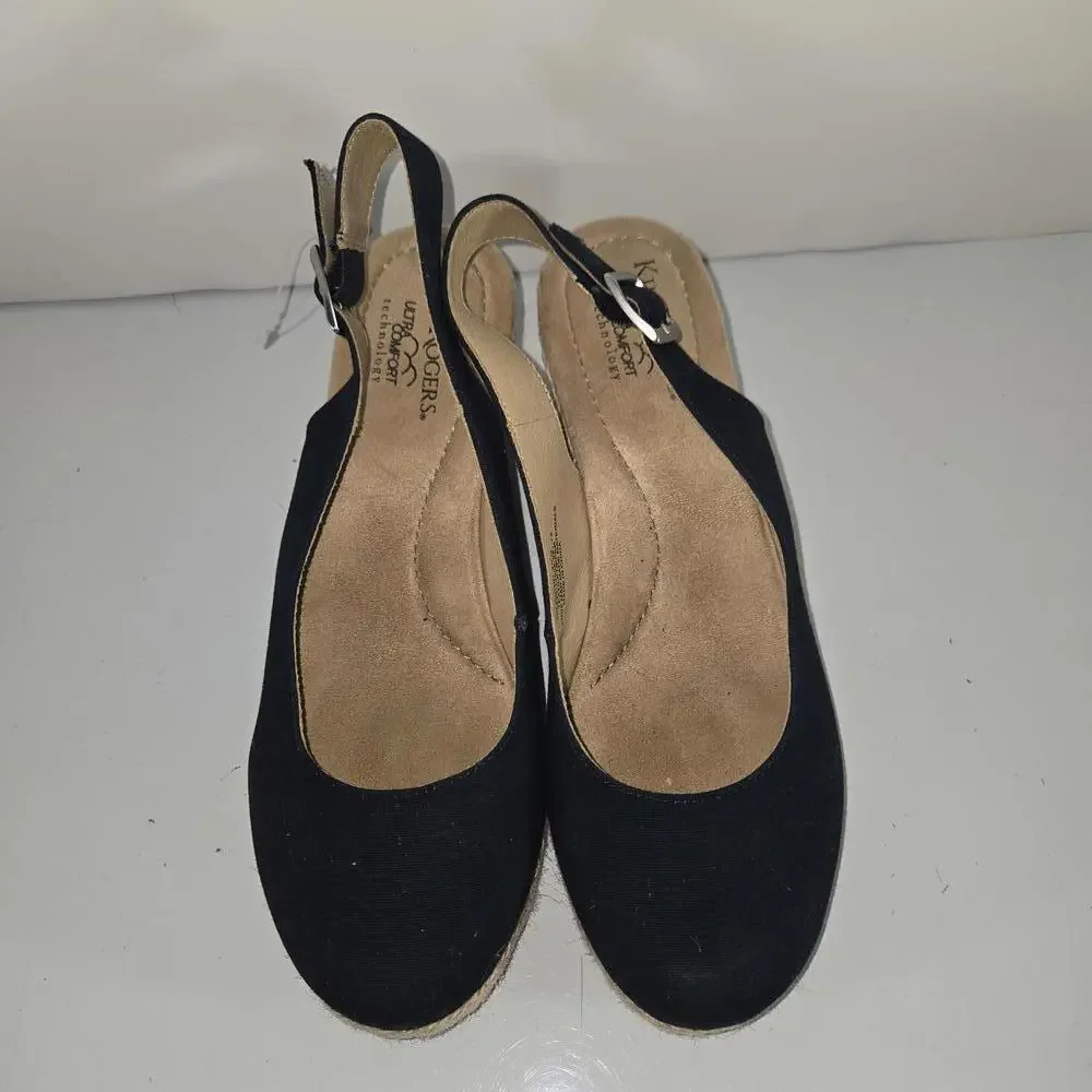 Kim‎ Rogers Dyann Ultra Comfort Navy Blue Slingback Wedge Shoes Sz 9.5M